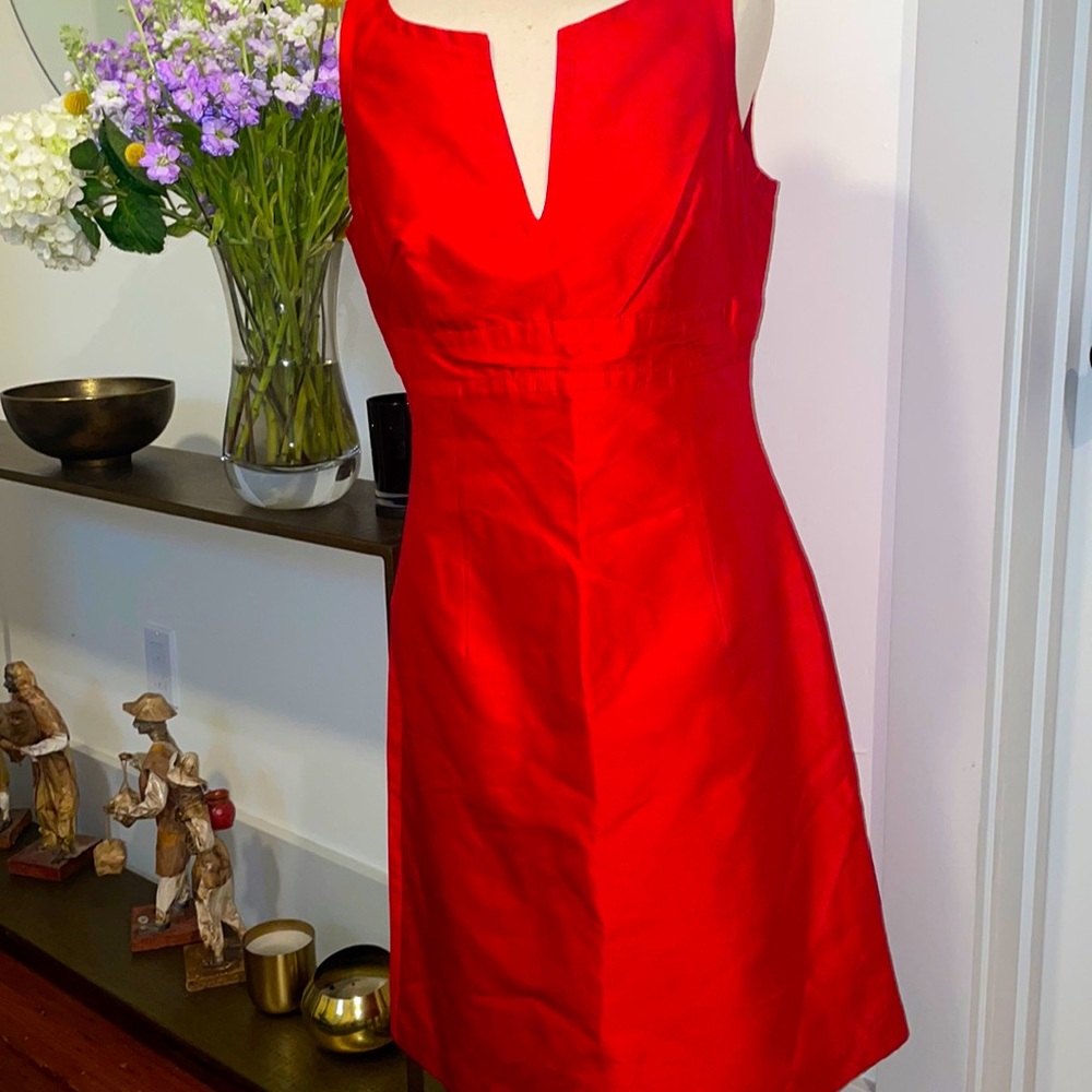 Trina Turk Red 100% Silk Short Fit and Flare Dress